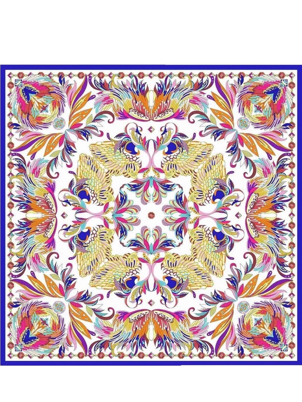 Vibrant Multicolor Floral-Paisley Square Silk Scarf